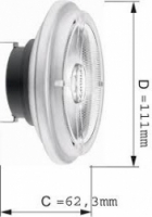 Vervangt 12 volt 75 watt halogeen 111mm. reflector
